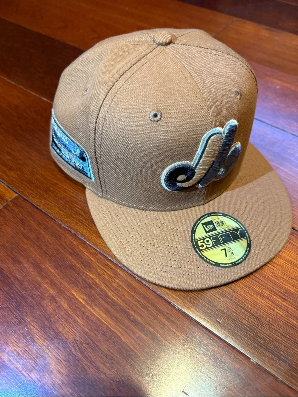 New Era Kids Brown Fitted 59FIFTY Cap with Blue Embroidered Logo